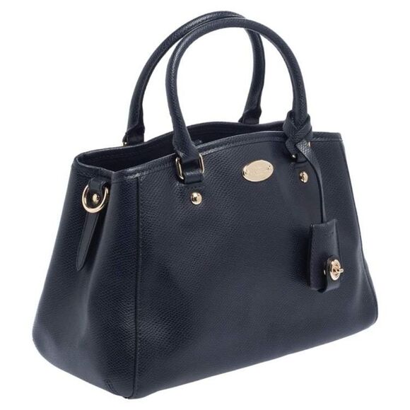 🩵Coach Blue Large "Margot" Genuine Crossgrain Leather Carryall Satchel Purse